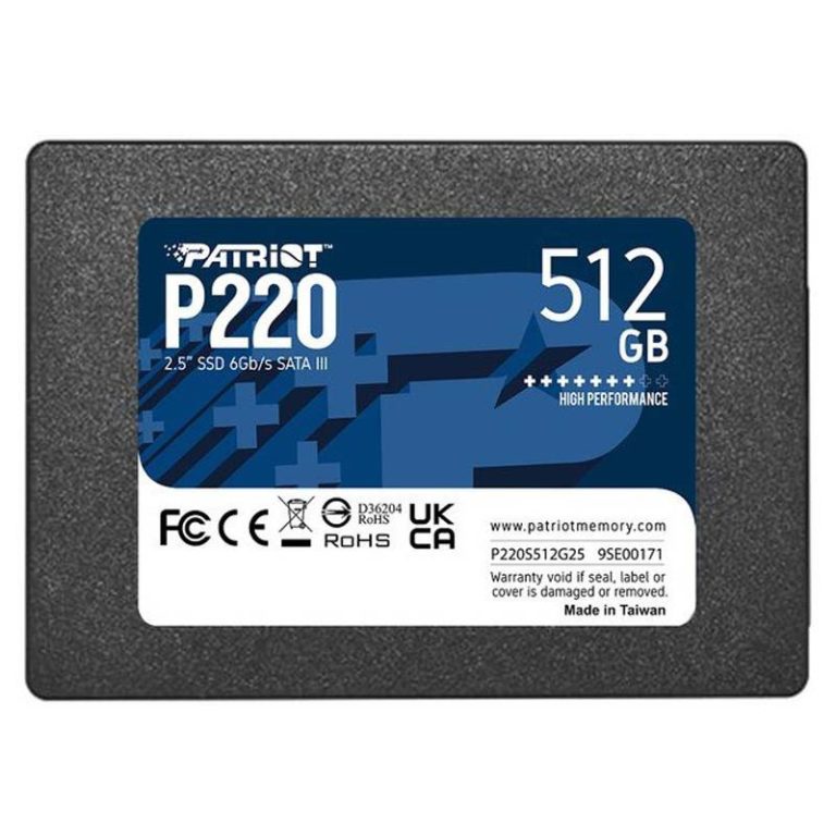 حافظه SSD پاتریوت Patriot P220 ظرفیت 512 گیگابایت با فرم‌فاکتور 2.5 اینچ
