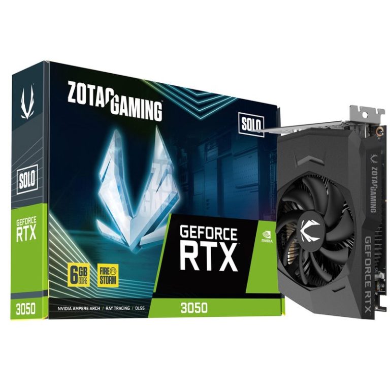 کارت گرافیک ZOTAC GeForce RTX3050 Solo 6GB با یک فن و خروجی‌های تصویری