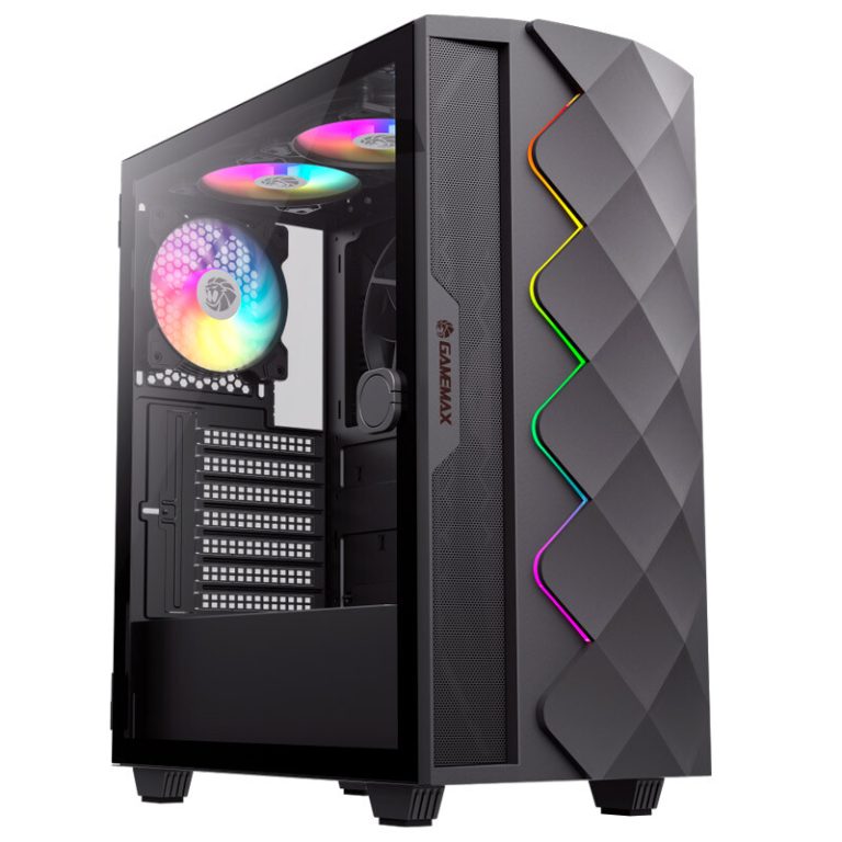کیس کامپیوتر گیم مکس Diamond CP BK با پنجره شیشه‌ای و نورپردازی