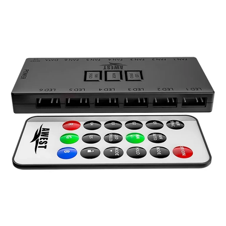 خرید خنک‌کننده پردازنده اوست Awest 6Port با شش پورت فن و ریموت کنترل