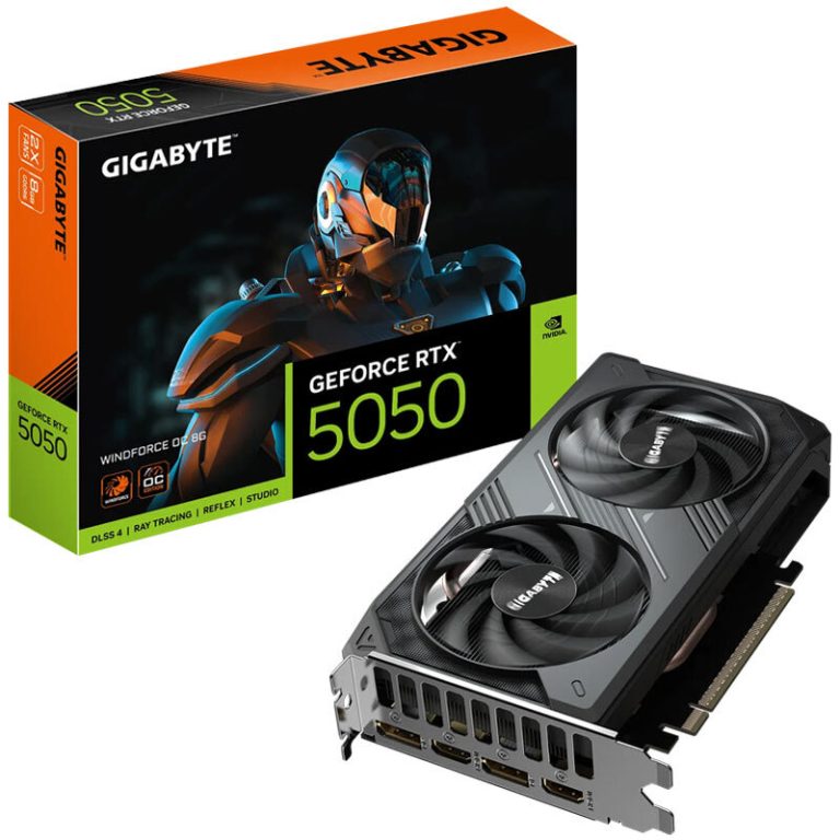 کارت گرافیک Gigabyte GeForce RTX 5050 Windforce OC با حافظه 8 گیگابایت GDDR6 و دو فن