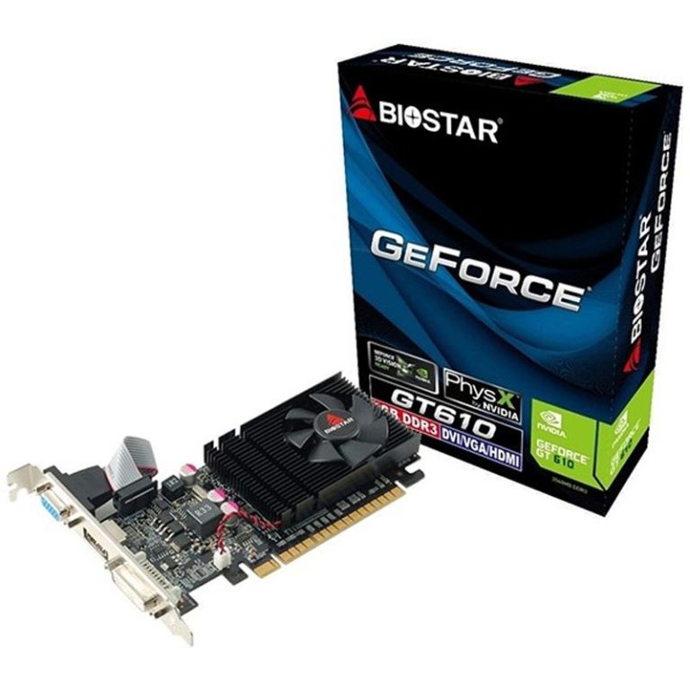 کارت گرافیک BIOSTAR GT610 2GB DDR3 با خروجی HDMI، DVI و VGA